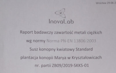 Raport z badań. Czystość suszu konopi od metali ciężkich